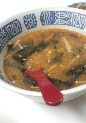 えのきとわかめの☆コチュ味噌マヨスープ-レシピのメイン写真
