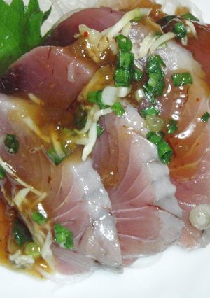 カツオの刺身withこく仕立て青じそ♪-レシピのメイン写真