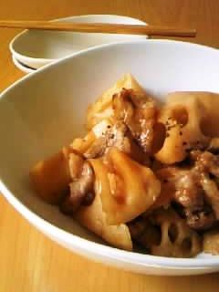 蓮根と鶏肉の黒酢煮込み-レシピのメイン写真