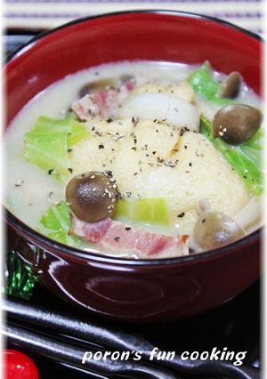 ✿ミルクお味噌汁＊チーズ餅巾着入り✿-レシピのメイン写真
