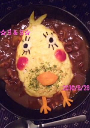 オムカレー／ｳｻﾋﾞｯﾁのｺﾏﾈﾁ-レシピのメイン写真