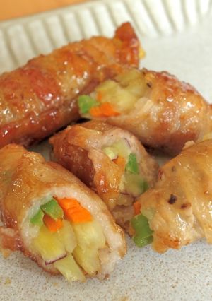 さつまいもと野菜肉巻の甘酢だれ　JAいるま野-レシピのメイン写真