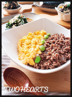 我が家no牛そぼろ卵のニ色丼-レシピのメイン写真
