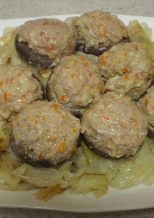 しいたけの肉詰めとキャベツの蒸し焼き-レシピのメイン写真
