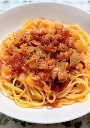 節約簡単昼食夕飯！薩摩芋のミネストローネパスタ-レシピのメイン写真
