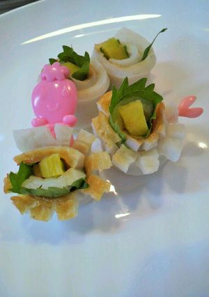 お弁当などに♪沢庵と大葉の竹輪巻き-レシピのメイン写真