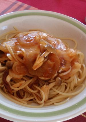 煮込みハンバーグソースで野菜パスタ-レシピのメイン写真