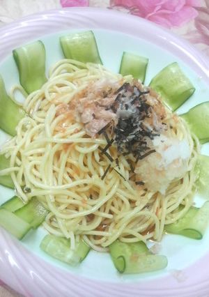 ツナとレタスのめんつゆパスタ-レシピのメイン写真