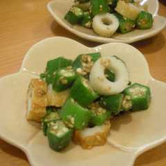 รูปของ おくらとちくわの胡麻和え