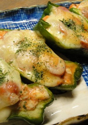 ピーマンのケチャ豆腐詰め焼き！-レシピのメイン写真