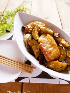 豚バラ厚切り肉と茄子のこってり甘辛炒め-レシピのメイン写真