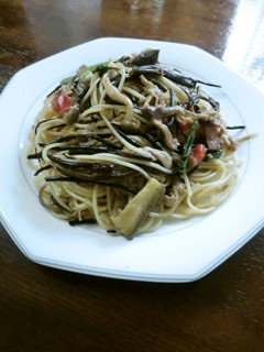 ナスとひじきの和風パスタ-レシピのメイン写真
