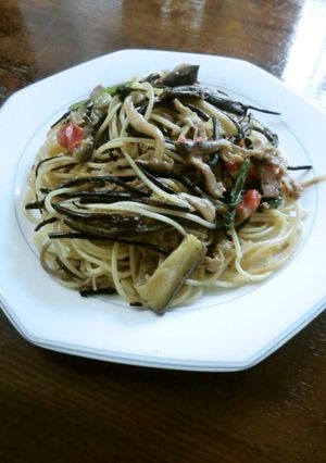 ナスとひじきの和風パスタ-レシピのメイン写真