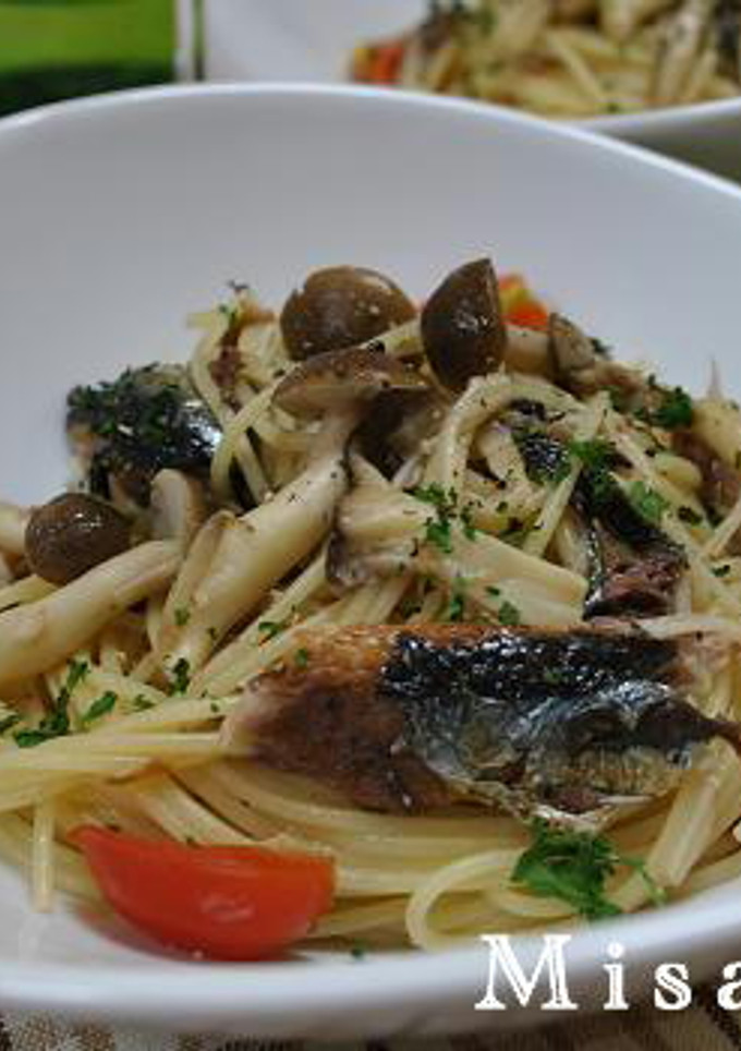 たっぷりきのこと秋刀魚の秋パスタ-レシピのメイン写真