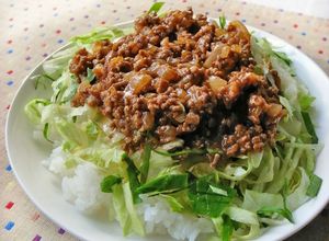 5分でハンバーグ丼！合挽き肉と玉ねぎ炒め-レシピのメイン写真