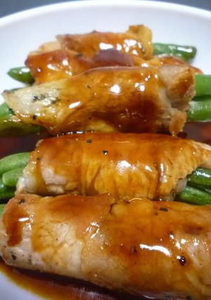 豚肉のインゲンロール照り焼き-レシピのメイン写真