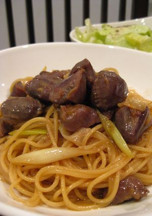 砂肝と長ねぎの和風スパゲッティ！-レシピのメイン写真