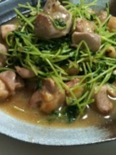 豆苗と鶏肉の青じそドレ炒め-レシピのメイン写真