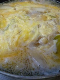 ふわふわ鶏肉とお豆腐の柳川風卵とじ-レシピのメイン写真