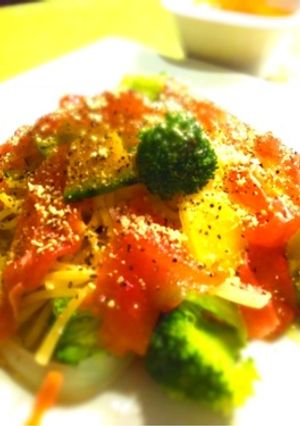 簡単！山盛野菜の生ハムチーズパスタ♨-レシピのメイン写真