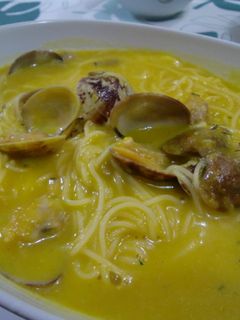 アサリのかぼちゃスープパスタ-レシピのメイン写真