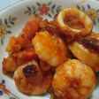 風味豊か。海老とイカのチリソース