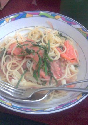 大葉とみょうがとサーモンの塩こんぶパスタ-レシピのメイン写真