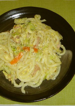 うどんdeカルボナーラ風♬-レシピのメイン写真