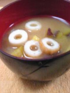 竹輪とさつまいもの味噌汁-レシピのメイン写真