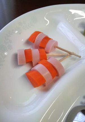 お弁当の隙間に☆魚肉ソとﾆﾝｼﾞﾝしま②-レシピのメイン写真