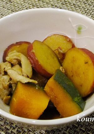 男性にもOK！さつま芋と南瓜の煮物-レシピのメイン写真