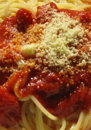 簡単！カルボナーラ風トマトソースのパスタ-レシピのメイン写真