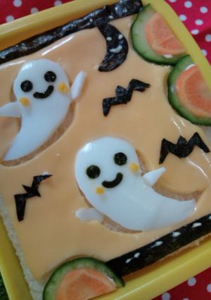 ハロウィン！可愛いおばけのパン弁当-レシピのメイン写真
