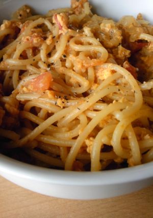 トマトと玉ねぎの卵パスタ-レシピのメイン写真