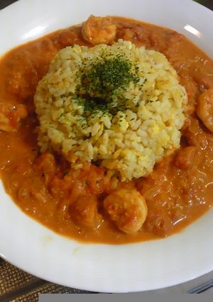 ＊夕飯＊牛乳パックで黄金炒飯（ルーがけ）-レシピのメイン写真