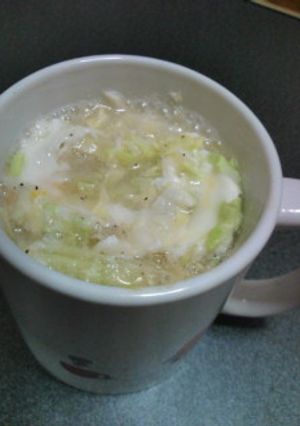 レンジで簡単♪ｷｬﾍﾞﾂ&たまごのスープ-レシピのメイン写真