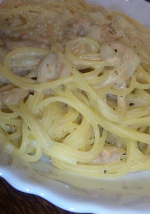 ツナ缶とシャケ瓶お手軽クリームパスタ-レシピのメイン写真