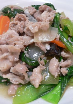豚肉と青梗菜のにんにく塩炒め-レシピのメイン写真