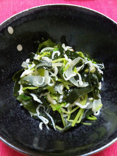 豆苗とじゃこわかめのお浸し-レシピのメイン写真