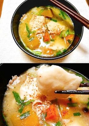 紹興酒香る☆たっぷり野菜の団子汁-レシピのメイン写真