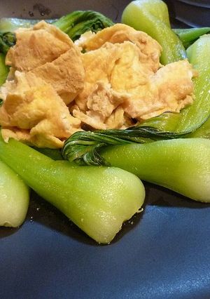 青梗菜とたまご炒め蒸し-レシピのメイン写真