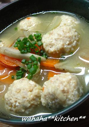 温まる～★鶏団子のお味噌汁☆-レシピのメイン写真