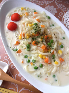 簡単☆たっぷり野菜のミルクスープうどん-レシピのメイン写真