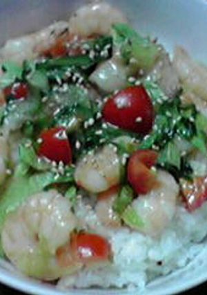 えび・レタ・トマの中華丼-レシピのメイン写真
