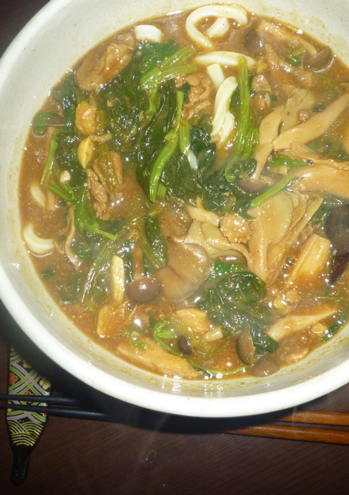 きのことほうれん草の和風カレーうどん-レシピのメイン写真