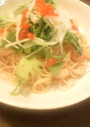 海老と水菜の和風パスタ-レシピのメイン写真