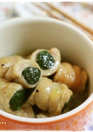 *鶏皮の法蓮草巻き~コンソメあん*-レシピのメイン写真