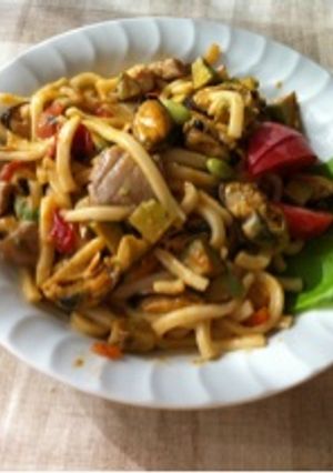 簡単ランチ☆ムール貝のうどんパスタ-レシピのメイン写真