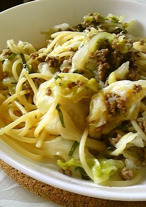 挽肉　キャベツ　大葉　あっさりパスタ-レシピのメイン写真