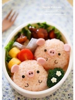 ブタちゃんおにぎり*キャラ弁-レシピのメイン写真